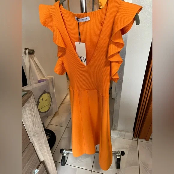 Zara | Dresses | Zara Orange Dress Size Small | Poshmark